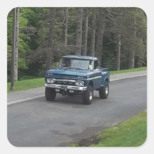 Adesivo Quadrado Camionete azul clássico antigo de GMC