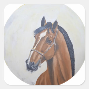 Adesivo Quadrado Camisa com retrato majestoso de cavalo