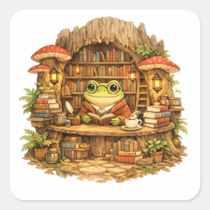 Adesivo Quadrado Camisa da Livraria do Sapo Sapo Cottagecore Lend