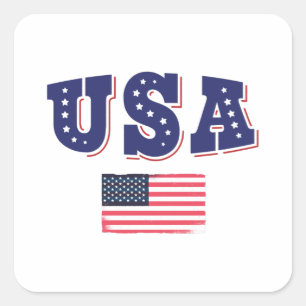 Adesivo Quadrado Camisa de Fã de Futebol dos EUA Bandeira Americana