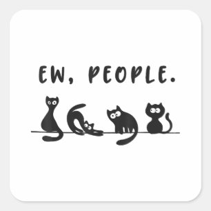 Adesivo Quadrado Camisa-gato-preto, mulheres engraçadas, novo gato-