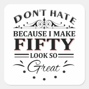 Adesivo Quadrado Camiseta das pessoas de 50 anos