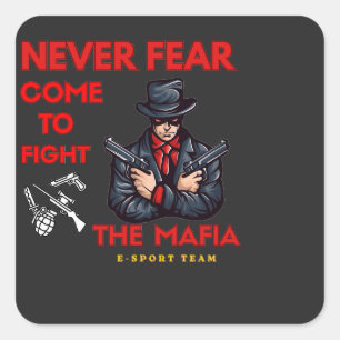 Adesivo Quadrado Camiseta de Mascote de E-Sport da Máfia Maligna