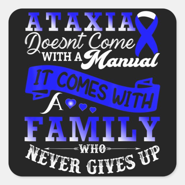 Adesivo Quadrado Camiseta de Suporte à Família Ataxia Awarness129 (Frente)