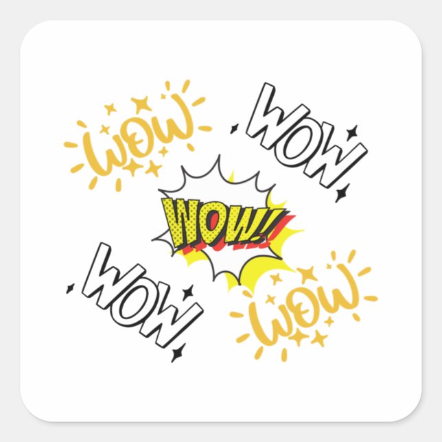 Adesivo Quadrado Camiseta do dia livre Uau Essencial (Frente)