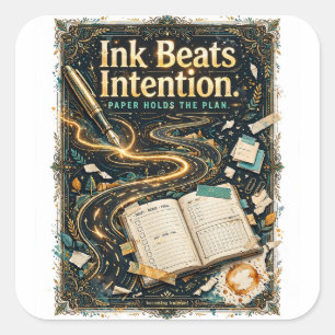Adesivo Quadrado Camiseta "Ink Beats Intention" do Planejador