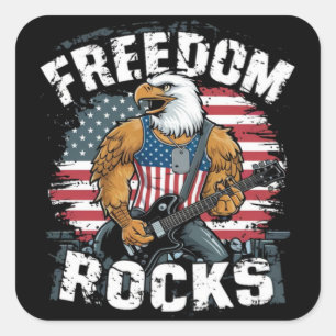 Adesivo Quadrado Camiseta Patriótica EUA Freedom Rocks