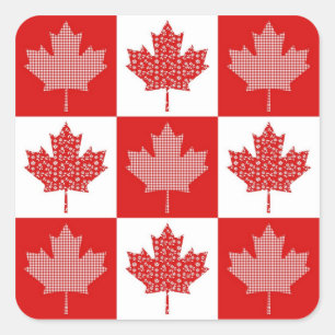 Adesivo Quadrado Camisetas de folha de folhas de maple canadenses p