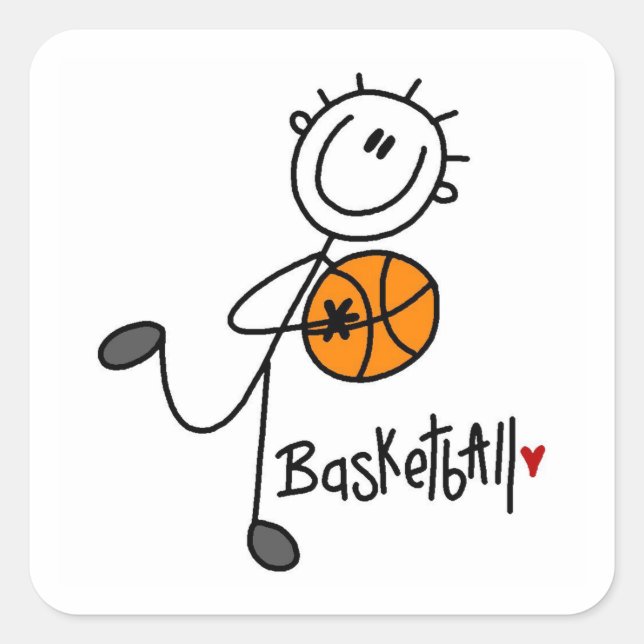 Adesivo Quadrado Camisetas e Presentes Básicos de Basquete com Bone (Frente)