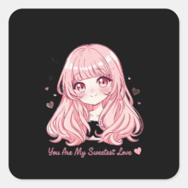 Adesivo Quadrado Camisola de Anime Fofa do Dia dos Namorados