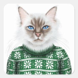 Adesivo Quadrado Camisola do gato do gatinho