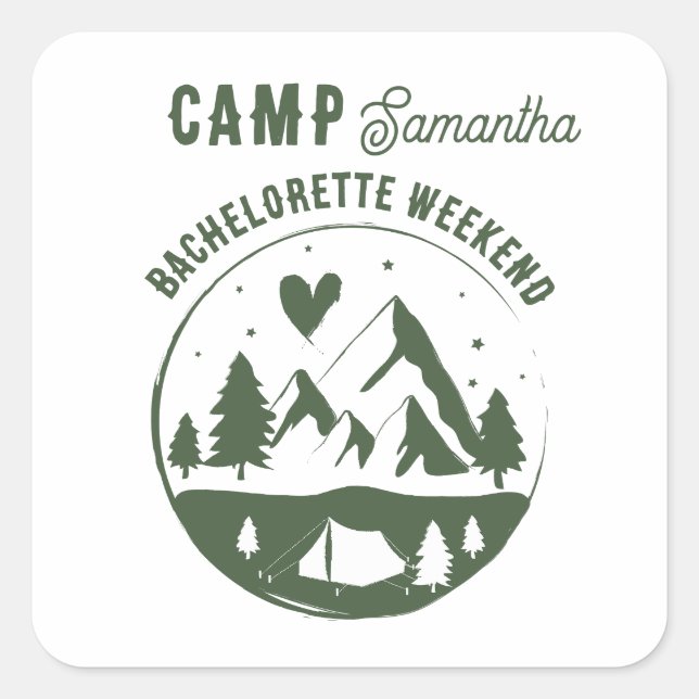 Adesivo Quadrado Camp Bachelorette Party Camping Bach Weekend (Frente)