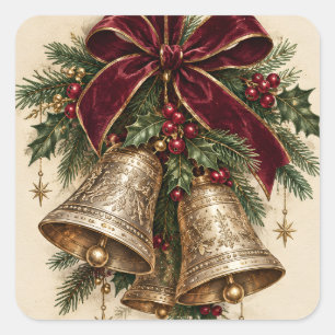 Adesivo Quadrado Campainha de Natal Elegante, estilo de sinos de Na