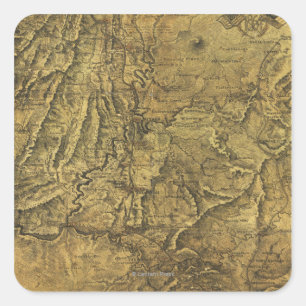 Adesivo Quadrado Campanha de Atlanta - mapa panorâmico da guerra