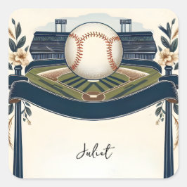 Adesivo Quadrado Campeão Equipe Campo de Bola de Beisebol Chá de Pa