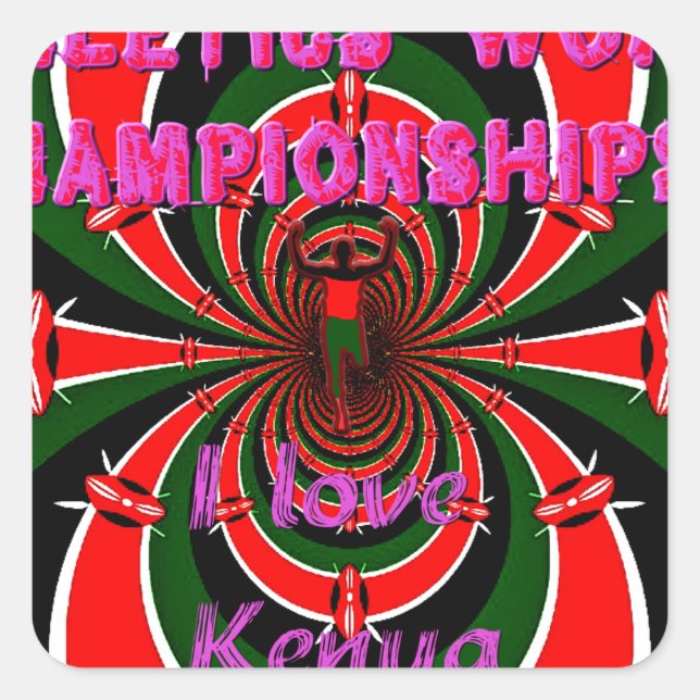 Adesivo Quadrado Campeonato Mundial de atletismo do Quénia: Bandeir (Frente)