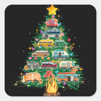 Adesivo Quadrado Camper Christmas Tree Vehicle Camving Rving
