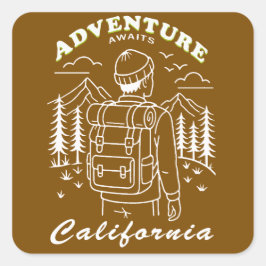 Adesivo Quadrado camping - California
