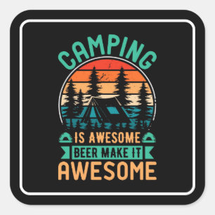 Adesivo Quadrado Camping é Incrível Cerveja Torna-o Incrível