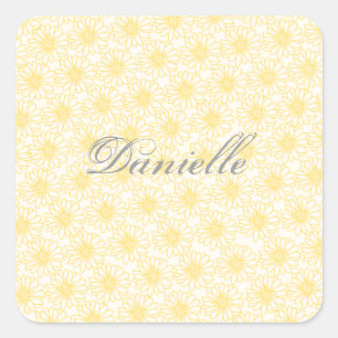 Adesivo Quadrado Campo de punhos quadrados de disies, flores amarel