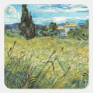 Adesivo Quadrado Campo de trigo verde Vincent van Gogh