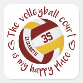 Adesivo Quadrado campo de vôlei de ouro de marrom, meu lugar feliz