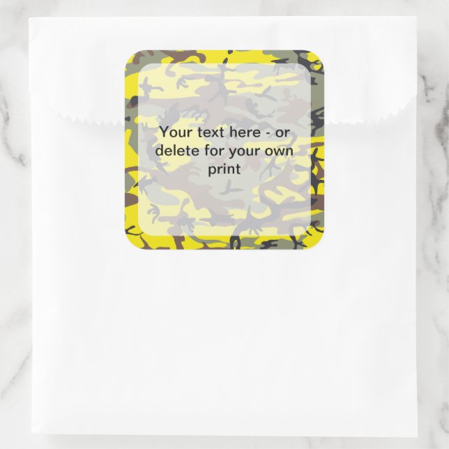 Adesivo Quadrado Camuflagem Amarela e Marrom, Militar, Exército (Bolsa)