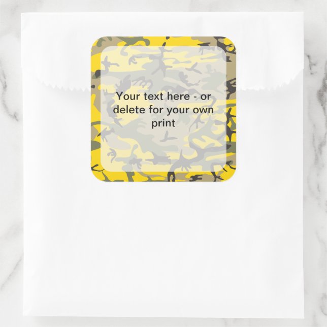 Adesivo Quadrado Camuflagem Amarela e Verde, Militar, Exército (Bolsa)