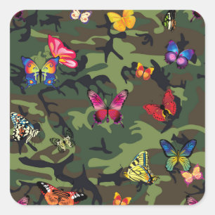 Adesivo Quadrado camuflagem de borboletas