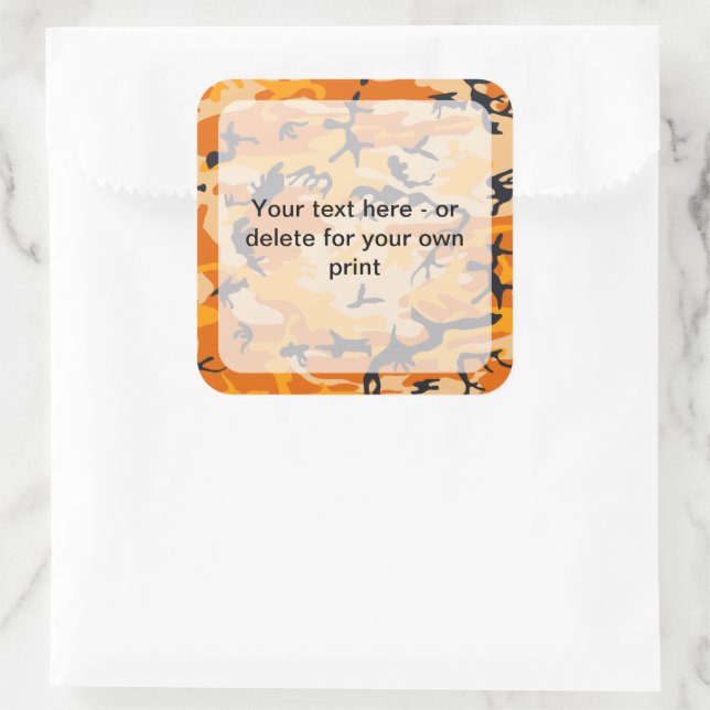 Adesivo Quadrado Camuflagem Laranja, Militar, Exército (Bolsa)