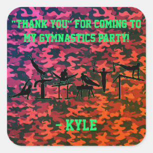 Adesivo Quadrado Camuflagem "Obrigado" do "Homens Gymnastics Party