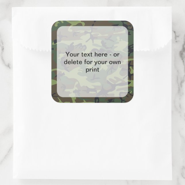 Adesivo Quadrado Camuflagem Verde, Militar, Exército (Bolsa)