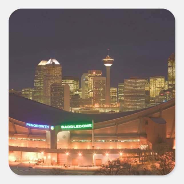 Adesivo Quadrado Canadá, Alberta, Calgary: City Skyline (Frente)