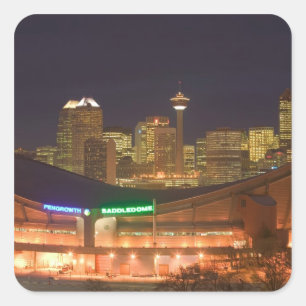 Adesivo Quadrado Canadá, Alberta, Calgary: Skyline da Cidade de