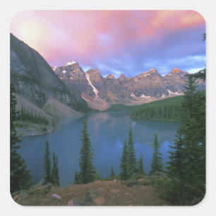 Adesivo Quadrado Canadá, Alberta, Lago Moraine ao Amanhecer, Banff