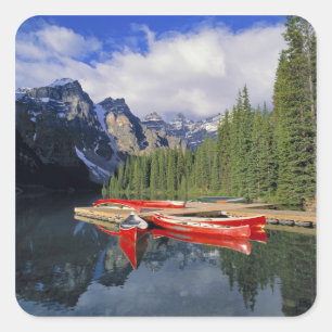 Adesivo Quadrado Canadá, Alberta, Lago Moraine. O espelho d'água
