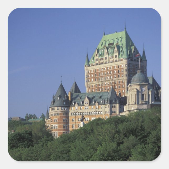 Adesivo Quadrado Canadá, Cidade de Quebec. Chateau Frontenac. (Frente)