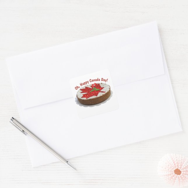 Adesivo Quadrado Canada Flag Cake Maple Leaf (Envelope)
