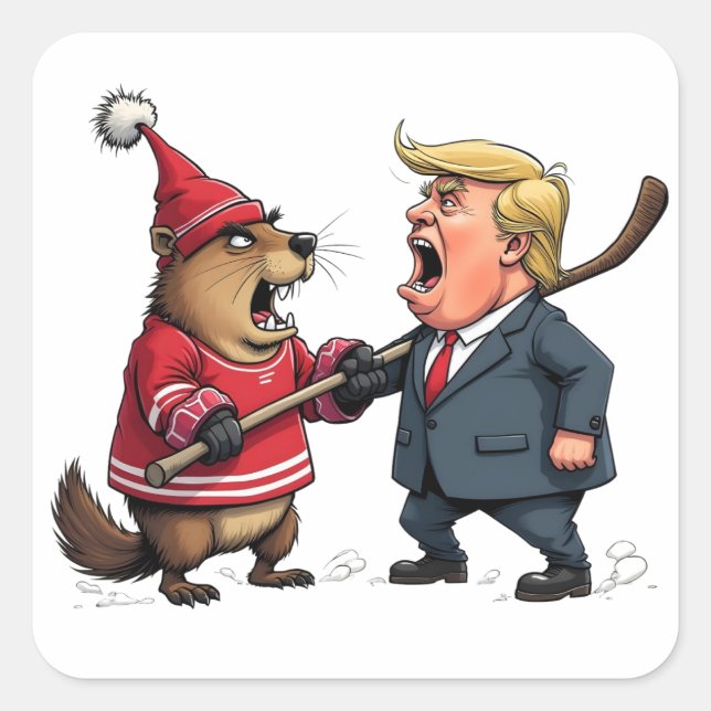 Adesivo Quadrado Canadá lutando contra Trump (Frente)