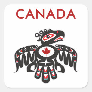 Adesivo Quadrado Canadá Pacífico Noroeste do Haida - Cor-de-luz