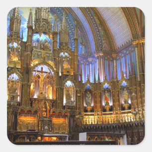 Adesivo Quadrado Canadá, Quebec, Montreal. Interior de Notre