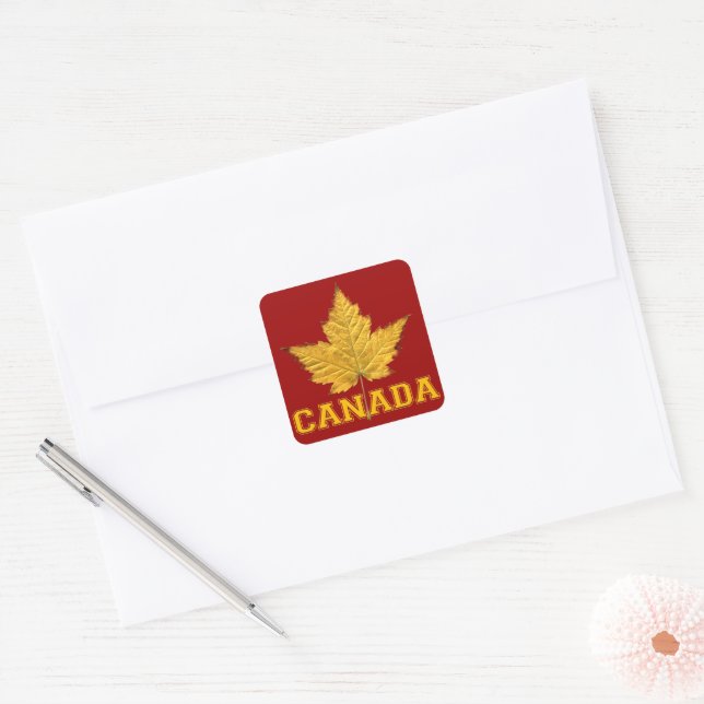 Adesivo Quadrado Canadá Souvenir Stickers Maple Leaf Canada Sticker (Envelope)