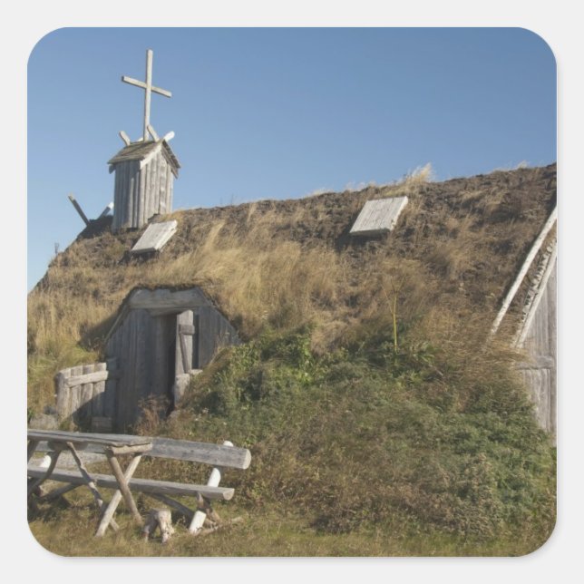 Adesivo Quadrado Canadá, Terra Nova e Labrador, L'Anse Aux (Frente)