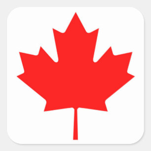 Adesivo Quadrado canadense Flag of Canada Red Maple Leaf Stickers