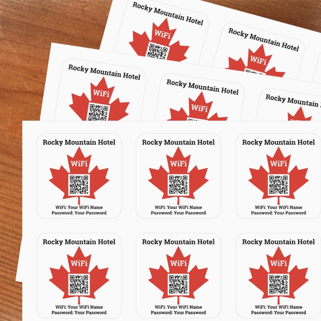 Adesivo Quadrado Canadian Hotel Wifi Details Plus QR Code (Criador carregado)