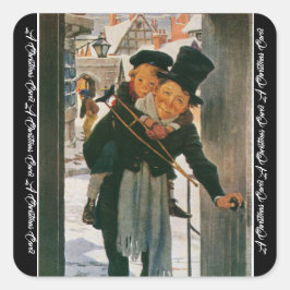 Adesivo Quadrado Canção de Natal "Bob Cratchit e Tiny Tim"