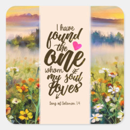 Adesivo Quadrado Canção de Salomão 3:4 Encontrei a Bíblia Uma