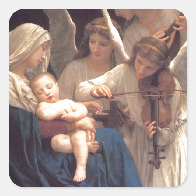 Adesivo Quadrado Canção dos Anjos - William-Adolphe Bouguereau (Frente)