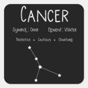 Adesivo Quadrado Cancer Horoscópio Astrology - Sinal de Estrela Pr
