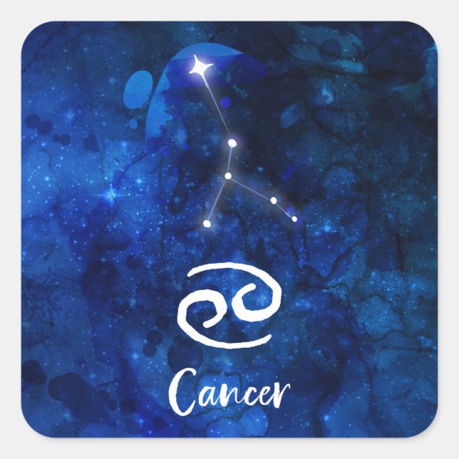 Adesivo Quadrado Cancer Zodiac Constelação Azul Galáxia Celestial (Frente)